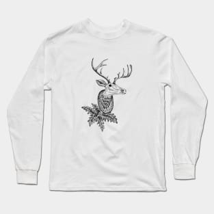 Deer Head with Leaves Long Sleeve T-Shirt